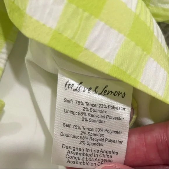 For Love & Lemons Maureen Blazer Crop Top Green White Boho Women’s Sz XS FLAW - Picture 7 of 7